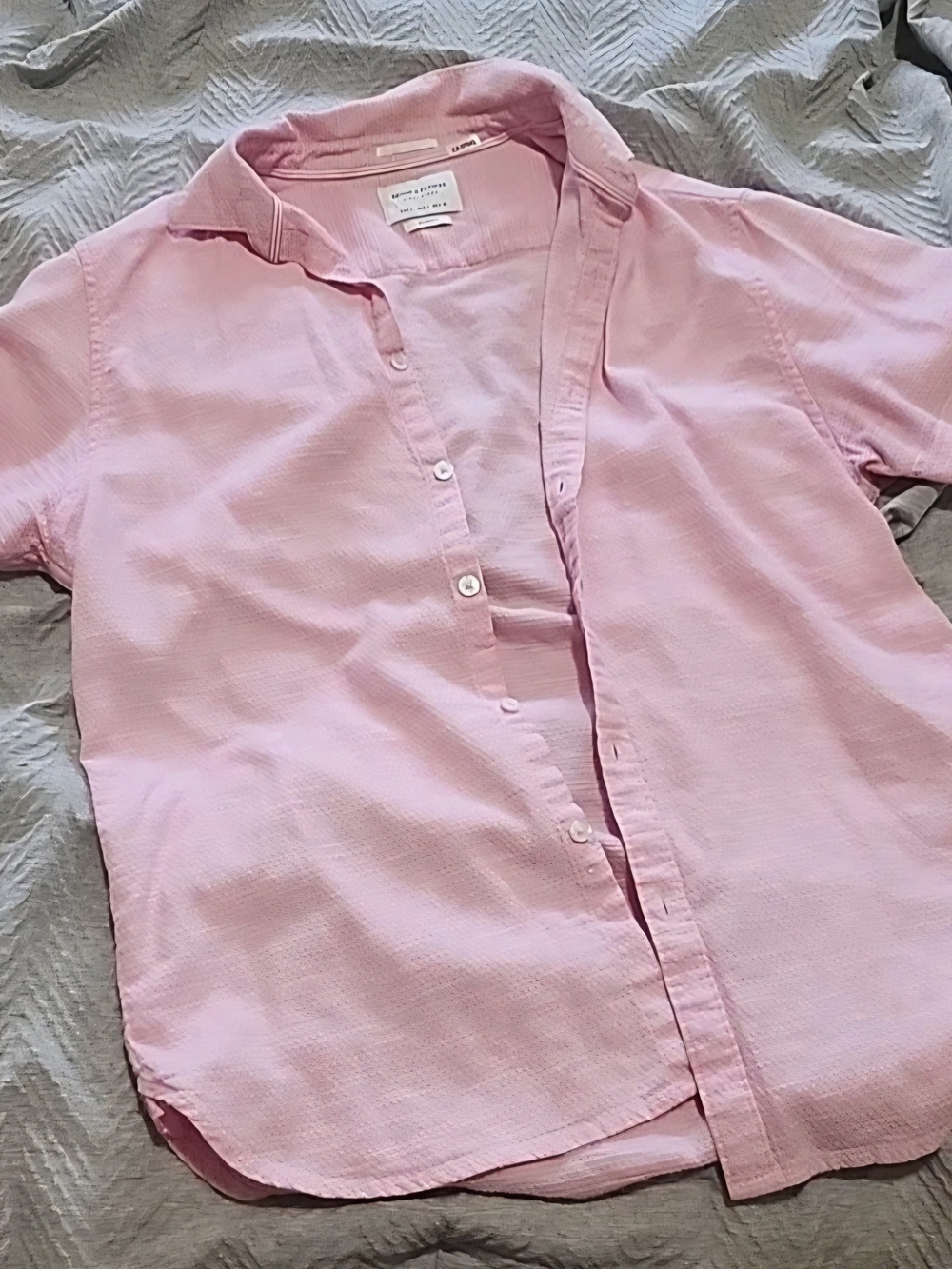 Denim & Flower Ricky Singh Men's Large Light Pink Cotton Casual Button-Up Shirt